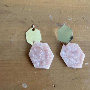 Geometric Gold + Blush Earrings